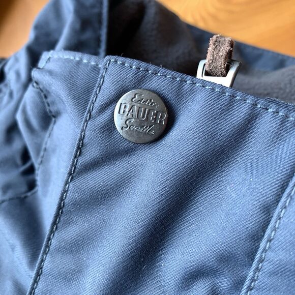 Eddie Bauer Jacket Men's Medium Blue zip-up Weather Edge shell lined snow hood - Picture 5 of 13